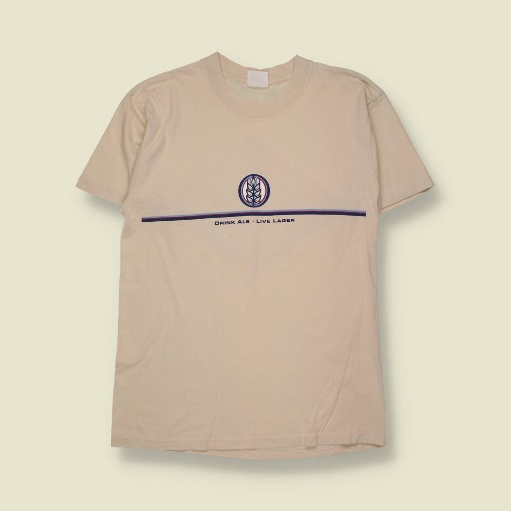 1990s | Redrock Brewing Company | "Drink Ale, Live Lager" T-Shirt | Cream - XXS