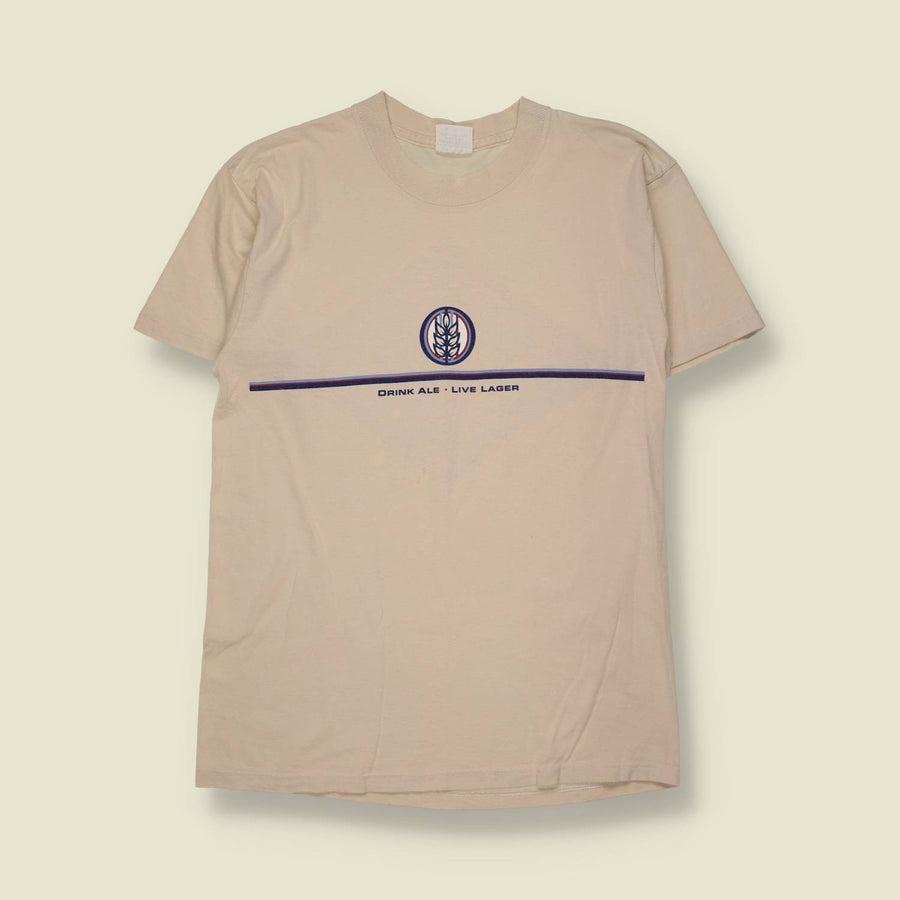1990s | Redrock Brewing Company | "Drink Ale, Live Lager" T-Shirt | Cream - XXS