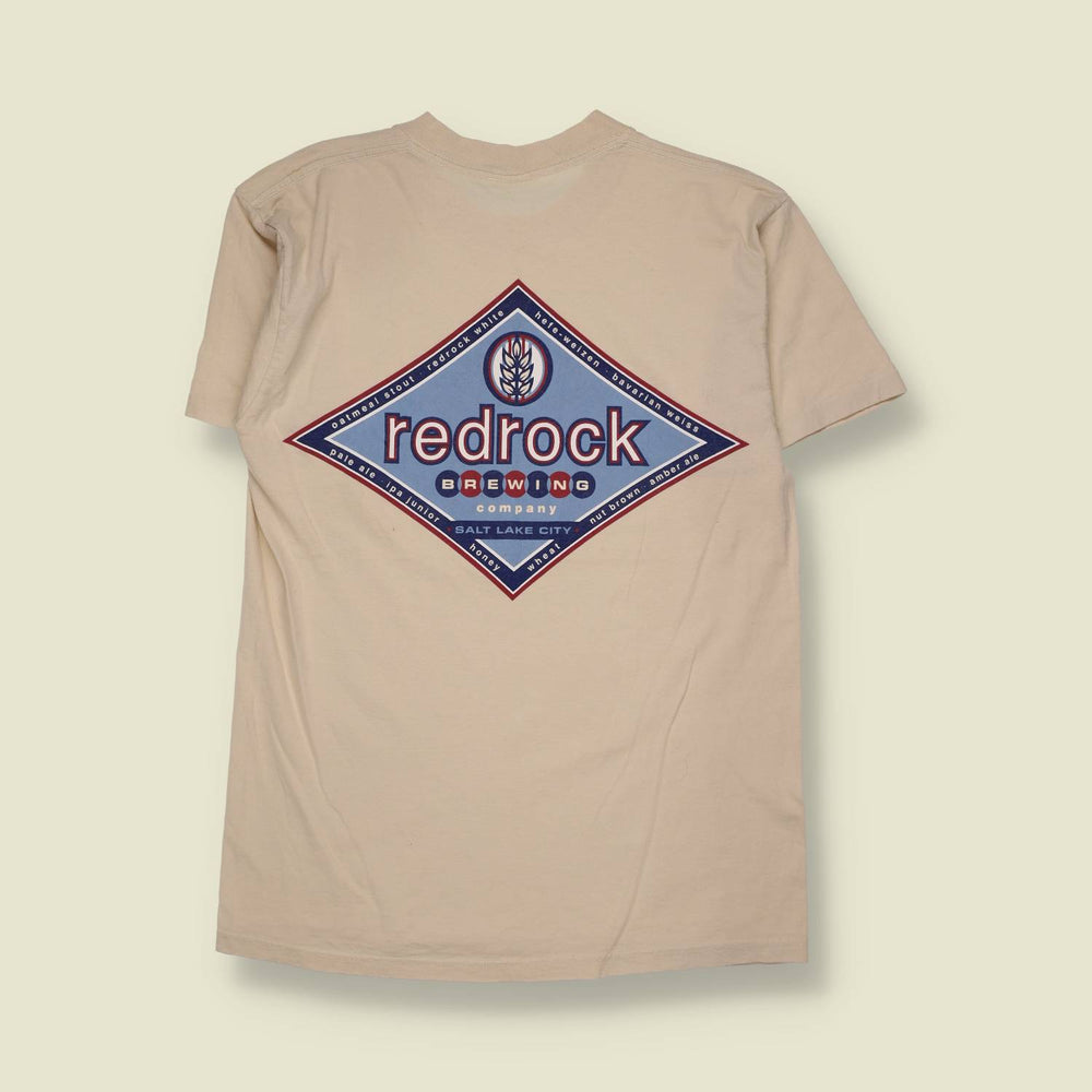 1990s | Redrock Brewing Company | "Drink Ale, Live Lager" T-Shirt | Cream - XXS