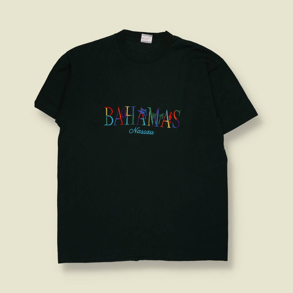 1990s | Fruit of the Loom | "Bahamas Nassau" T-Shirt | Black - M