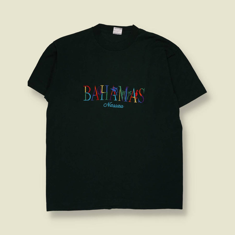 1990s | Fruit of the Loom | "Bahamas Nassau" T-Shirt | Black - M