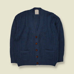 1980s | J Roma Jordan | Cable Knit Cardigan | Navy - L