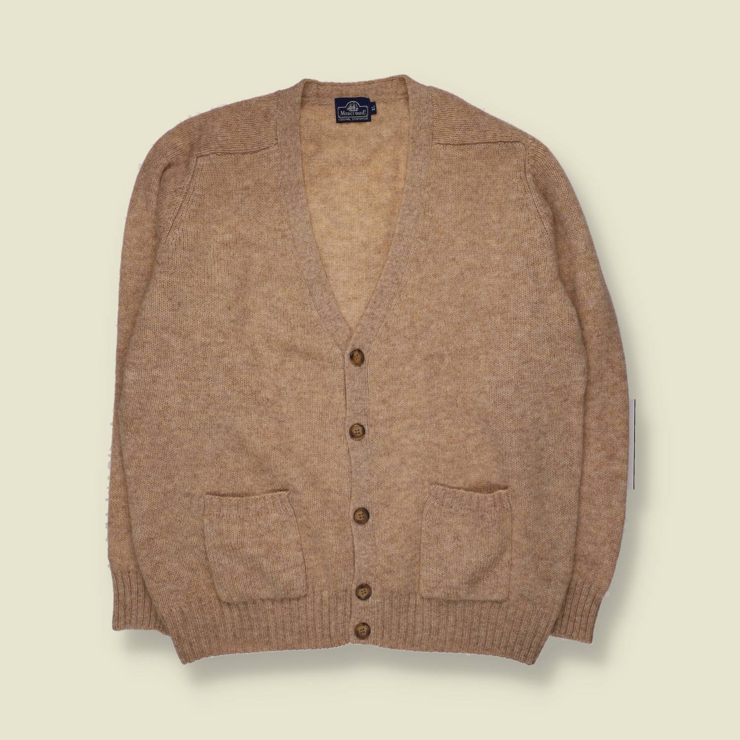 1980s | Merci Vane | Wool Cardigan | Beige - XXL