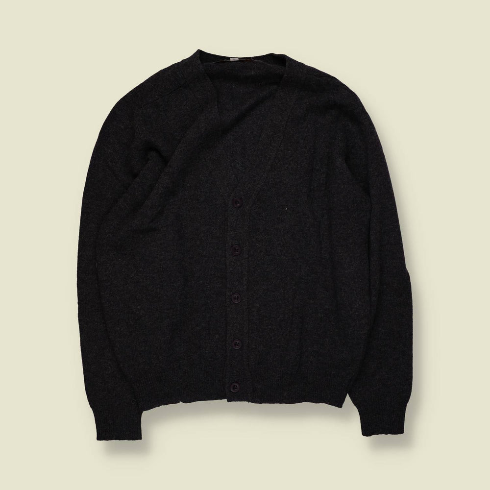 1980s | Knit Cardigan | Charcoal - L