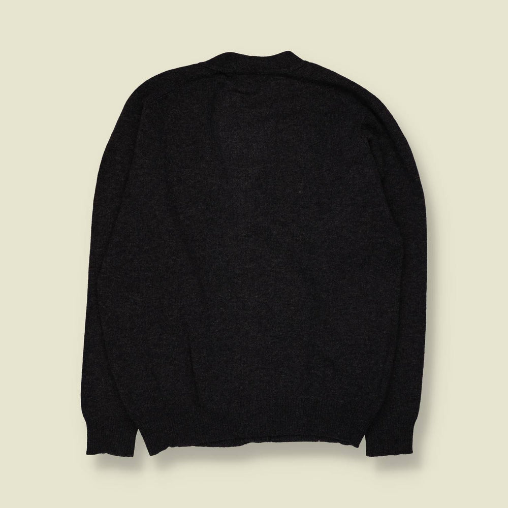 1980s | Knit Cardigan | Charcoal - L