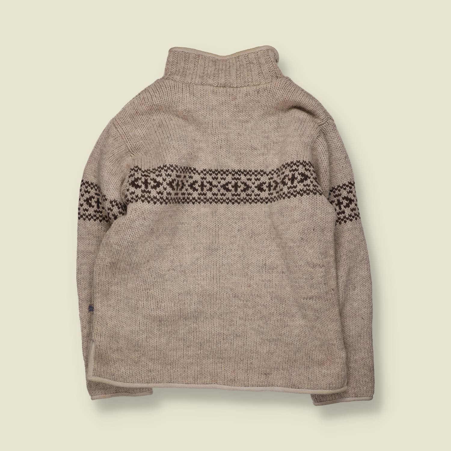1990s | Wool Fleece-Lined Quarter-Zip Jumper | Oatmeal - L