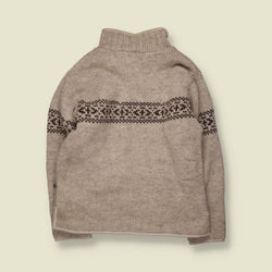 1990s | Wool Fleece-Lined Quarter-Zip Jumper | Oatmeal - L