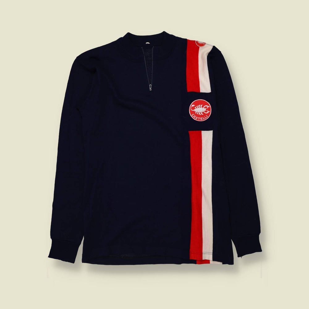 1990s | Castelli | Wool blend Cycling Jersey | Navy - XS