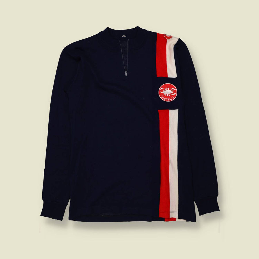 1990s | Castelli | Wool blend Cycling Jersey | Navy - XS