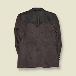 1970s | Pioneer Wear | Corduroy Leather-Trim Western Blazer | Grey - M