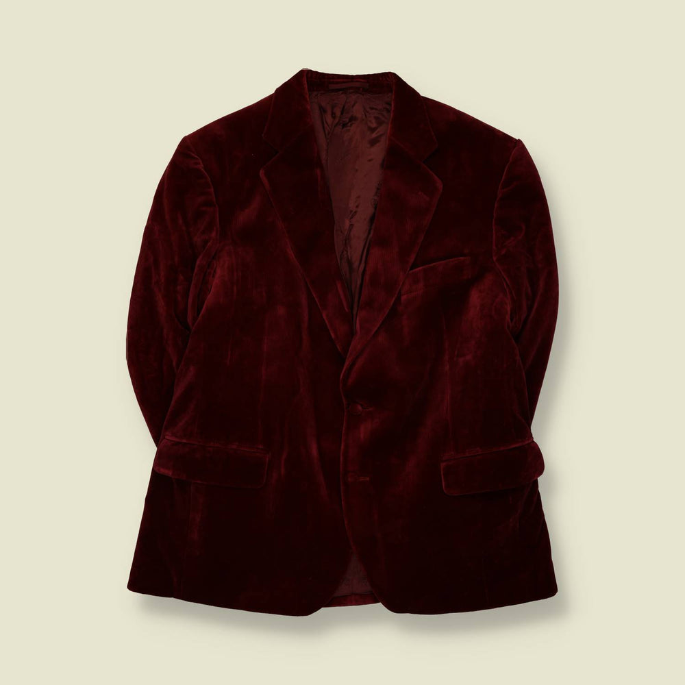 1990s | Mayer | Velvet Blazer | Burgundy - XL