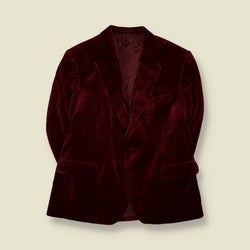 1990s | Mayer | Velvet Blazer | Burgundy - XL