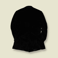 1990s | Double-Breasted Velvet Blazer | Black - XS