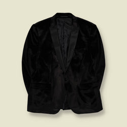1990s | Velvet Tuxedo Blazer | Black - M