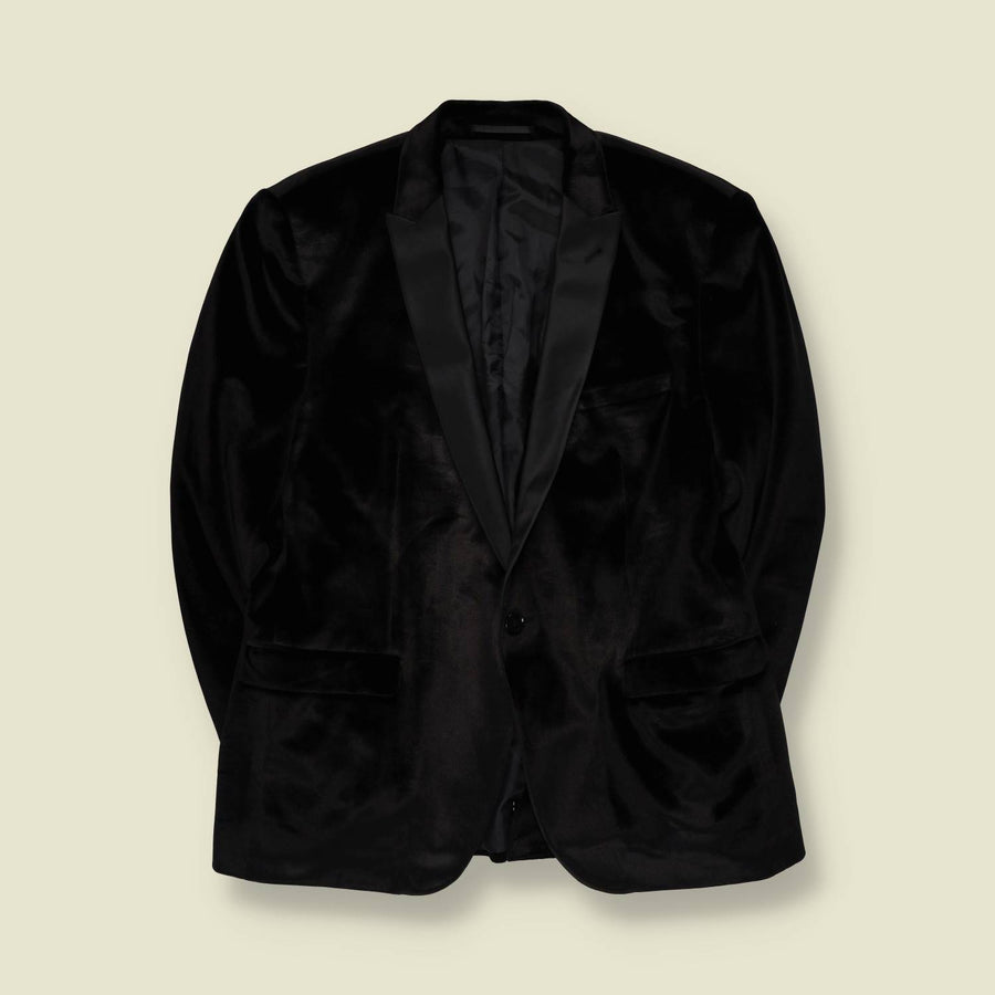 1990s | Velvet Tuxedo Blazer | Black - M