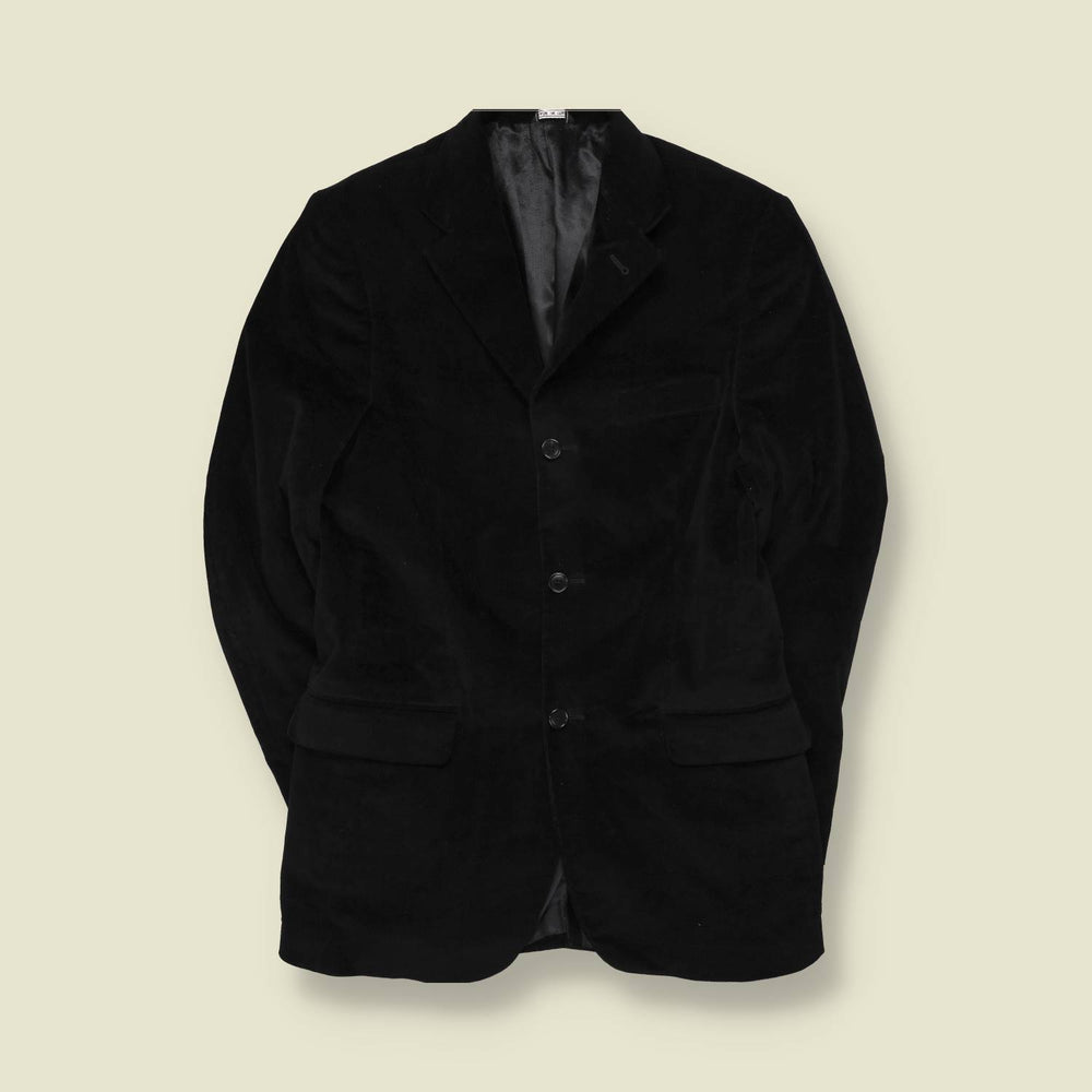 1990s | Corduroy Blazer | Black - Made in Italy - XS