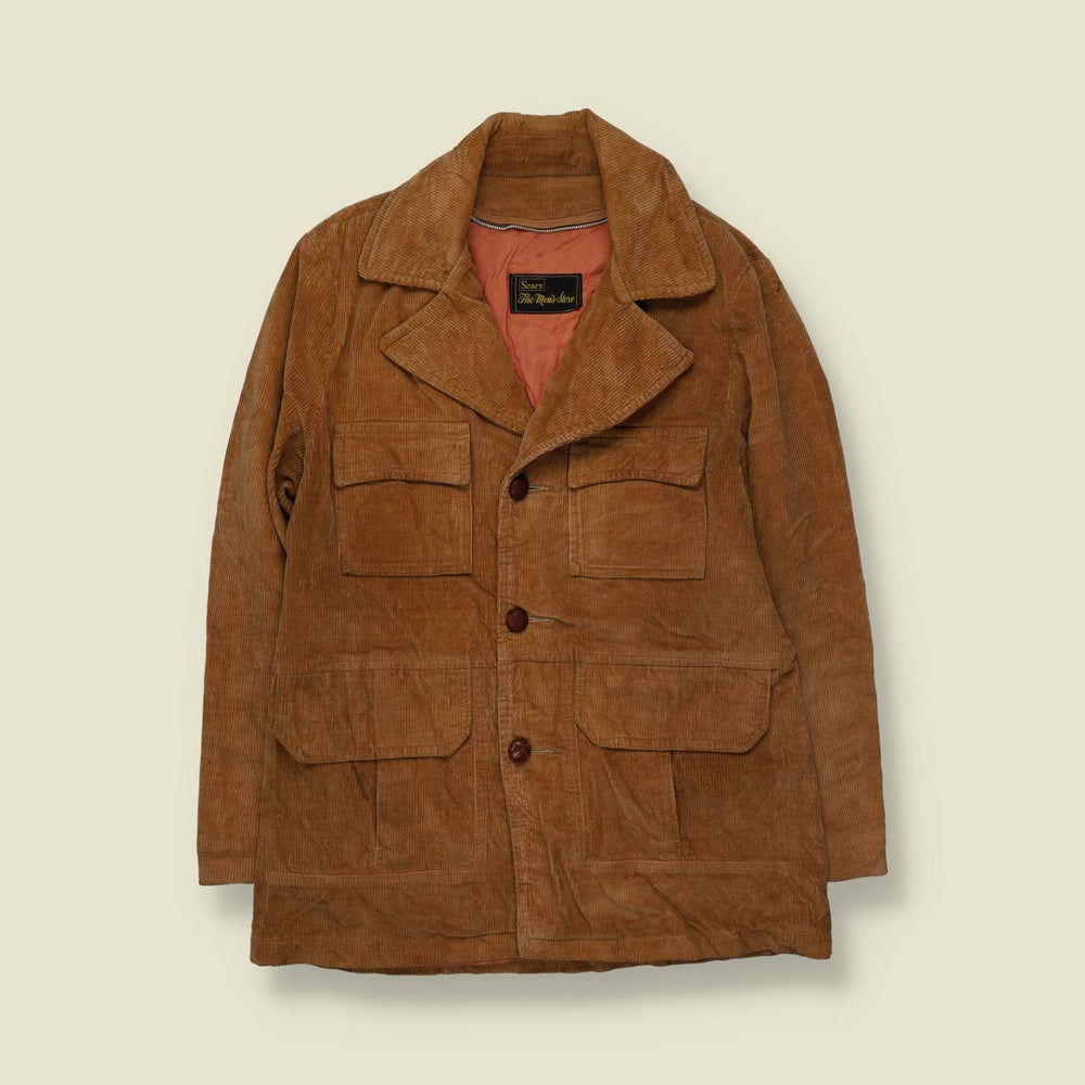 1970s | Sears | Corduroy Safari Jacket | Tan - S