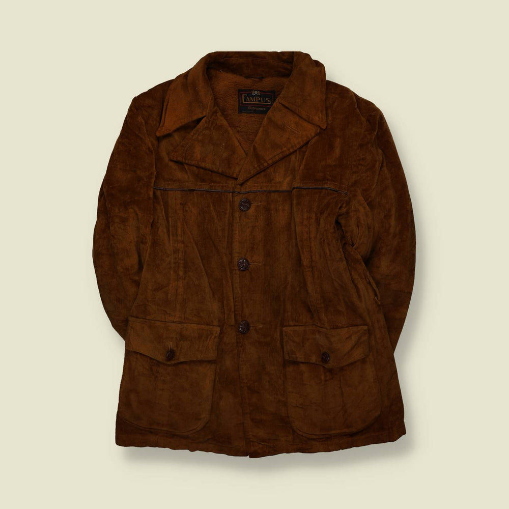 1970s | Campus | Corduroy Sherpa-Lined Coat | Brown - L