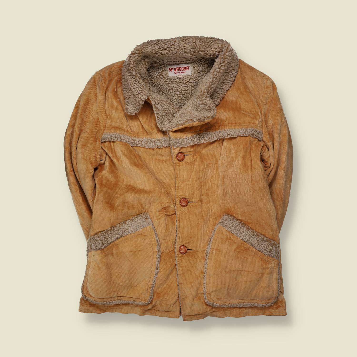 1970s | McGregor | Corduroy Sherpa-Lined Coat | Tan - L