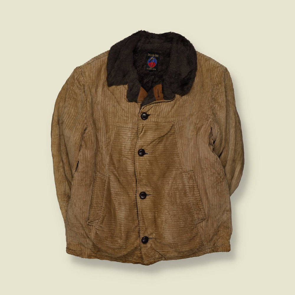 1960s | Grande Bay | Corduroy Sherpa-Lined Coat | Tan - L