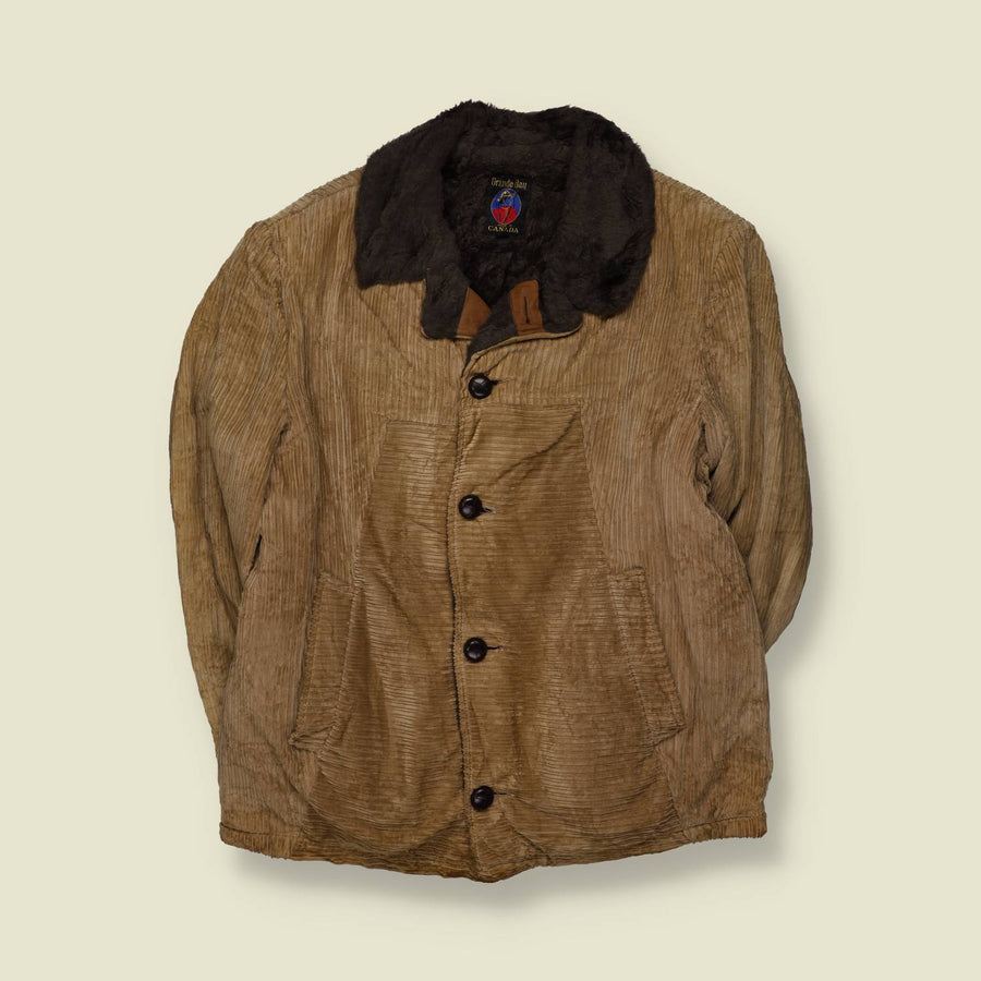 1960s | Grande Bay | Corduroy Sherpa-Lined Coat | Tan - L
