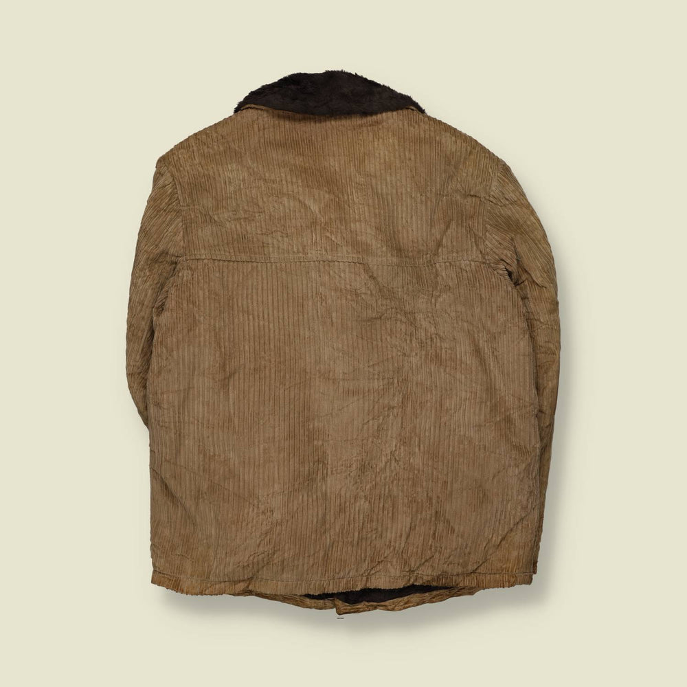 1960s | Grande Bay | Corduroy Sherpa-Lined Coat | Tan - L