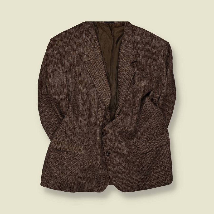 1980s | Harris Tweed | Blazer | Brown - 5XL