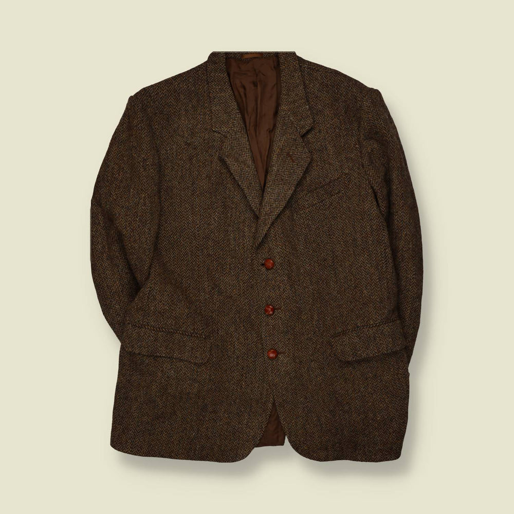 1980s | Harris Tweed | Blazer | Brown - XL
