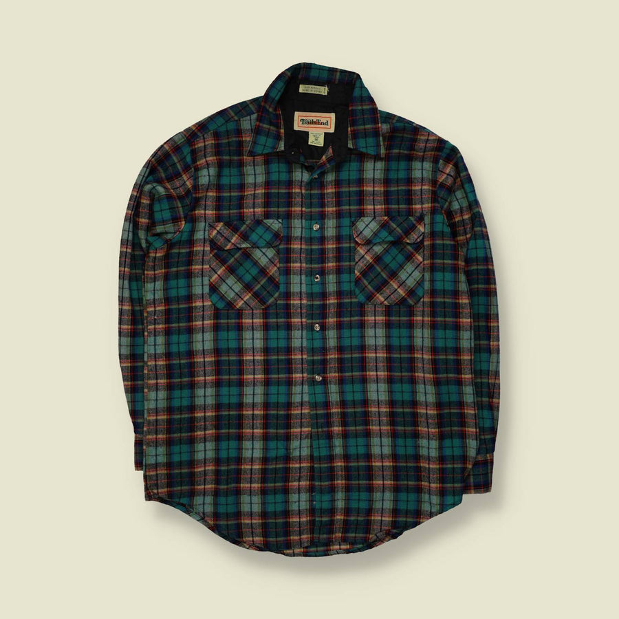 1970s | Trails End | Flannel Shirt | Green - L
