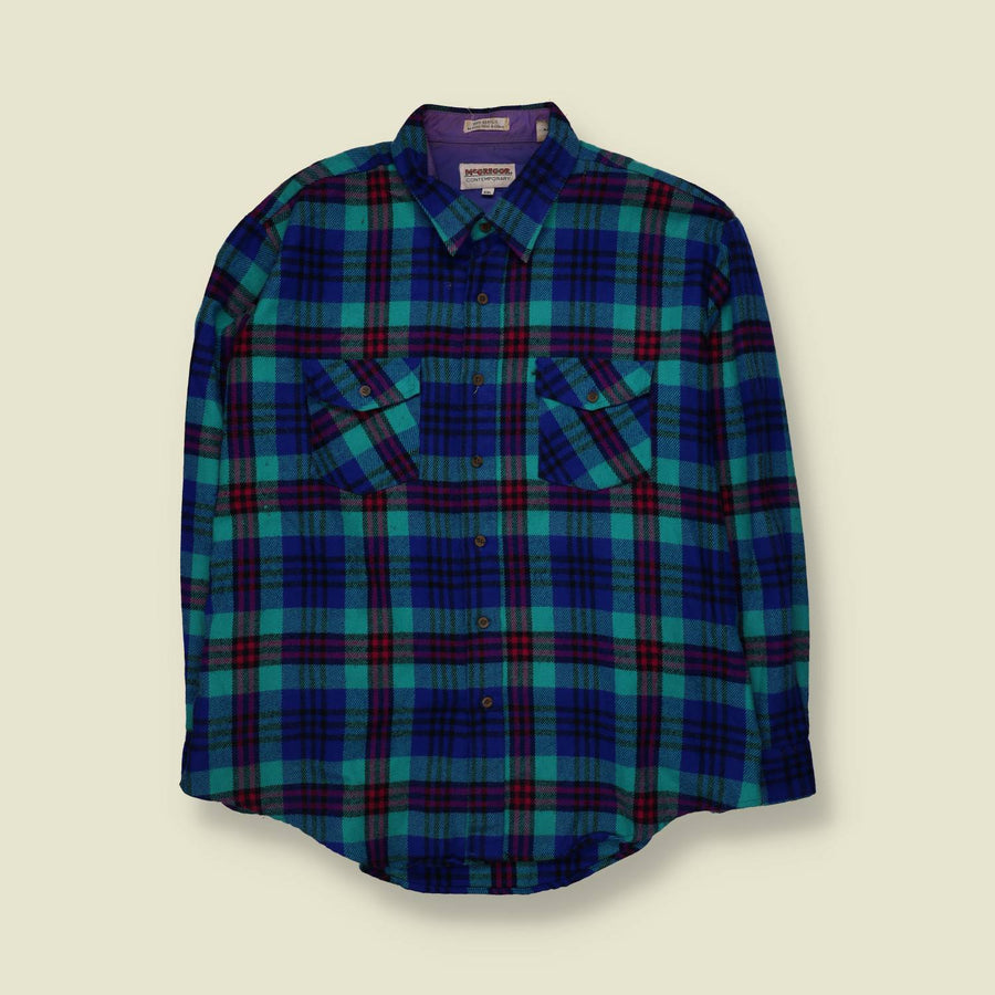 1980s | McGregor | Flannel Shirt | Blue - 4XL