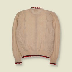 1970s | Shetland Wool Floral Trim Cable Knit Cardigan | by SKYR - 10