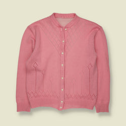 1970s | Pointelle Knit Cardigan | Pink - 12