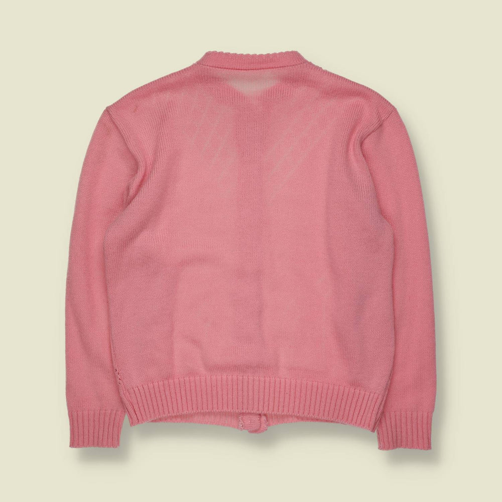 1970s | Pointelle Knit Cardigan | Pink - 12