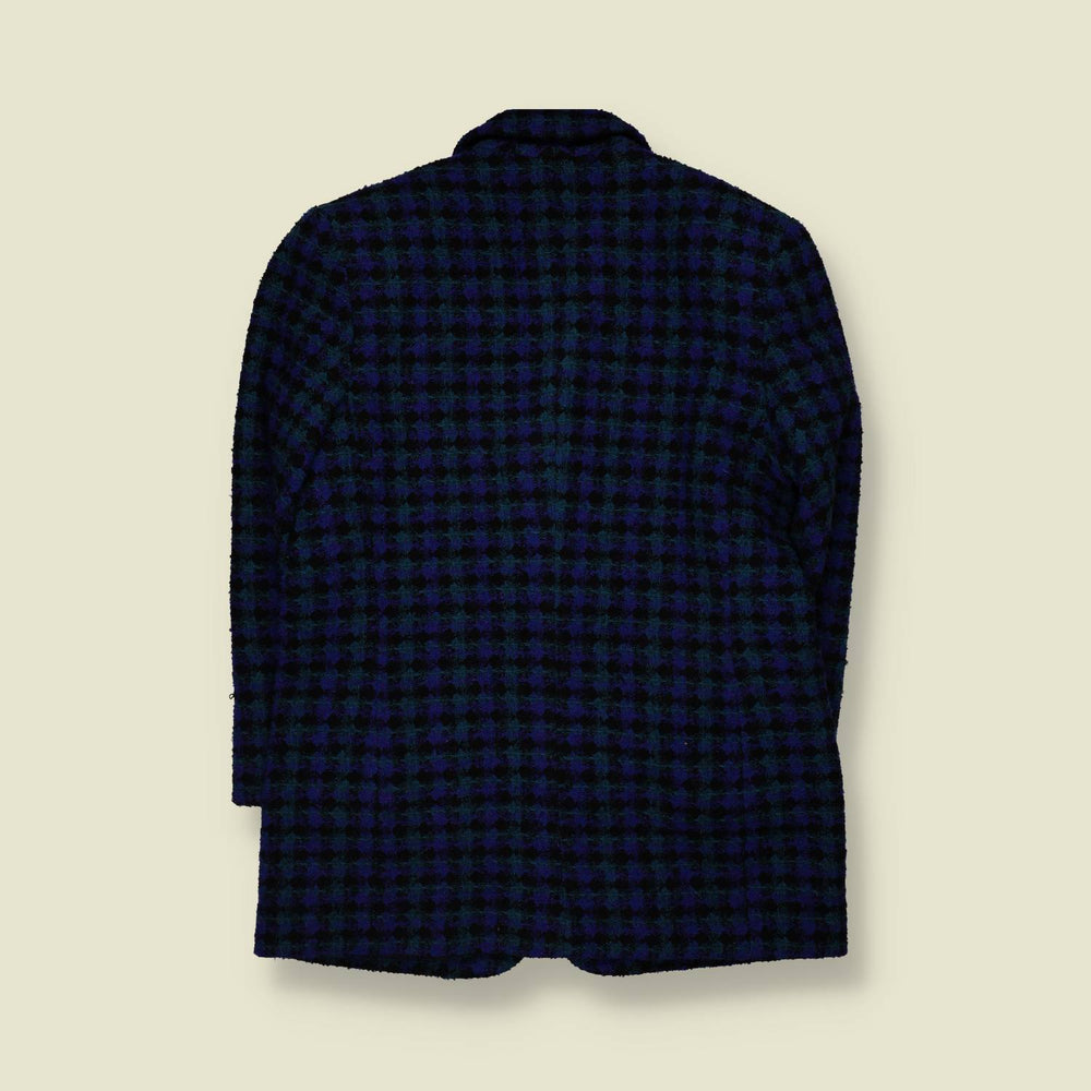 1980s | Jennifer Moore | Plaid Wool Blend Blazer | Blue & Black - 14