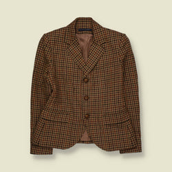 1990s | Ralph Lauren | 100% Wool Houndstooth Blazer | Brown Multi - 6