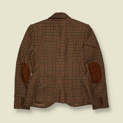 1990s | Ralph Lauren | 100% Wool Houndstooth Blazer | Brown Multi - 6