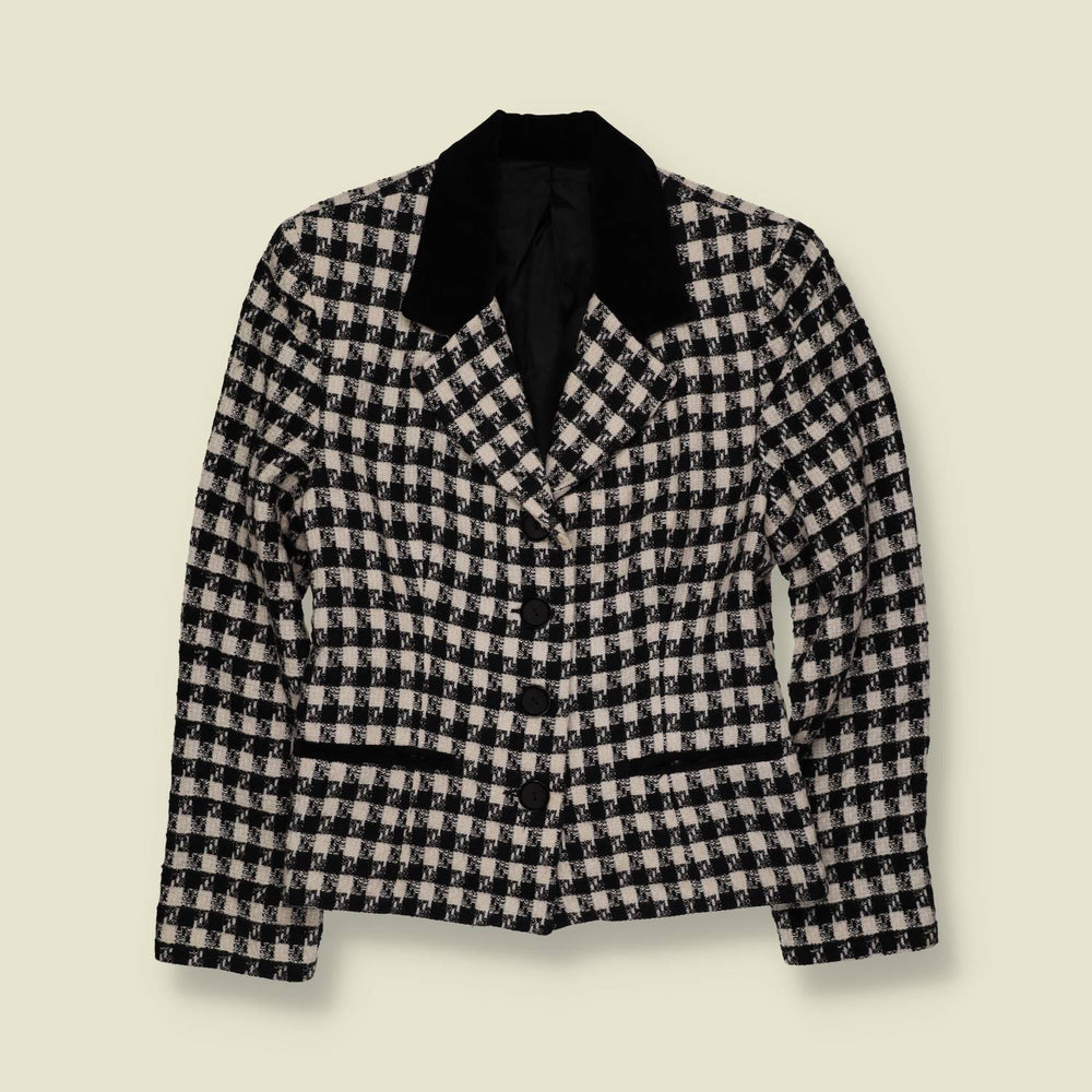 1980s | Check Blazer | Black & Cream - 6