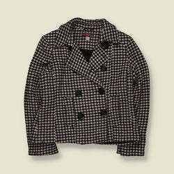 1980s | Mudd | Double-Breasted Houndstooth Blazer | Black & Cream - 12