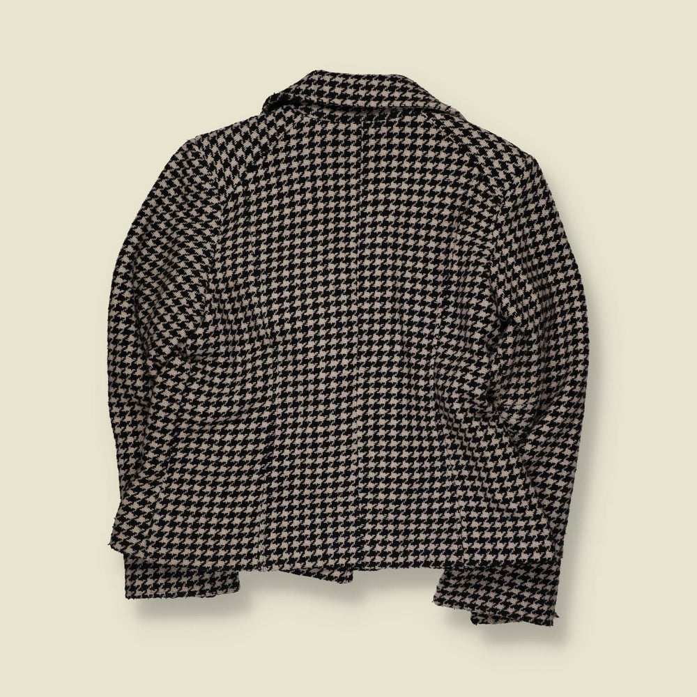 1980s | Mudd | Double-Breasted Houndstooth Blazer | Black & Cream - 12