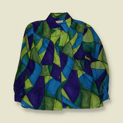 1980s | Clothes | Abstract Print Blouse | Green, Blue & Purple - 12