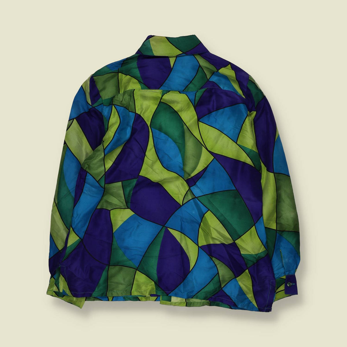 1980s | Clothes | Abstract Print Blouse | Green, Blue & Purple - 12