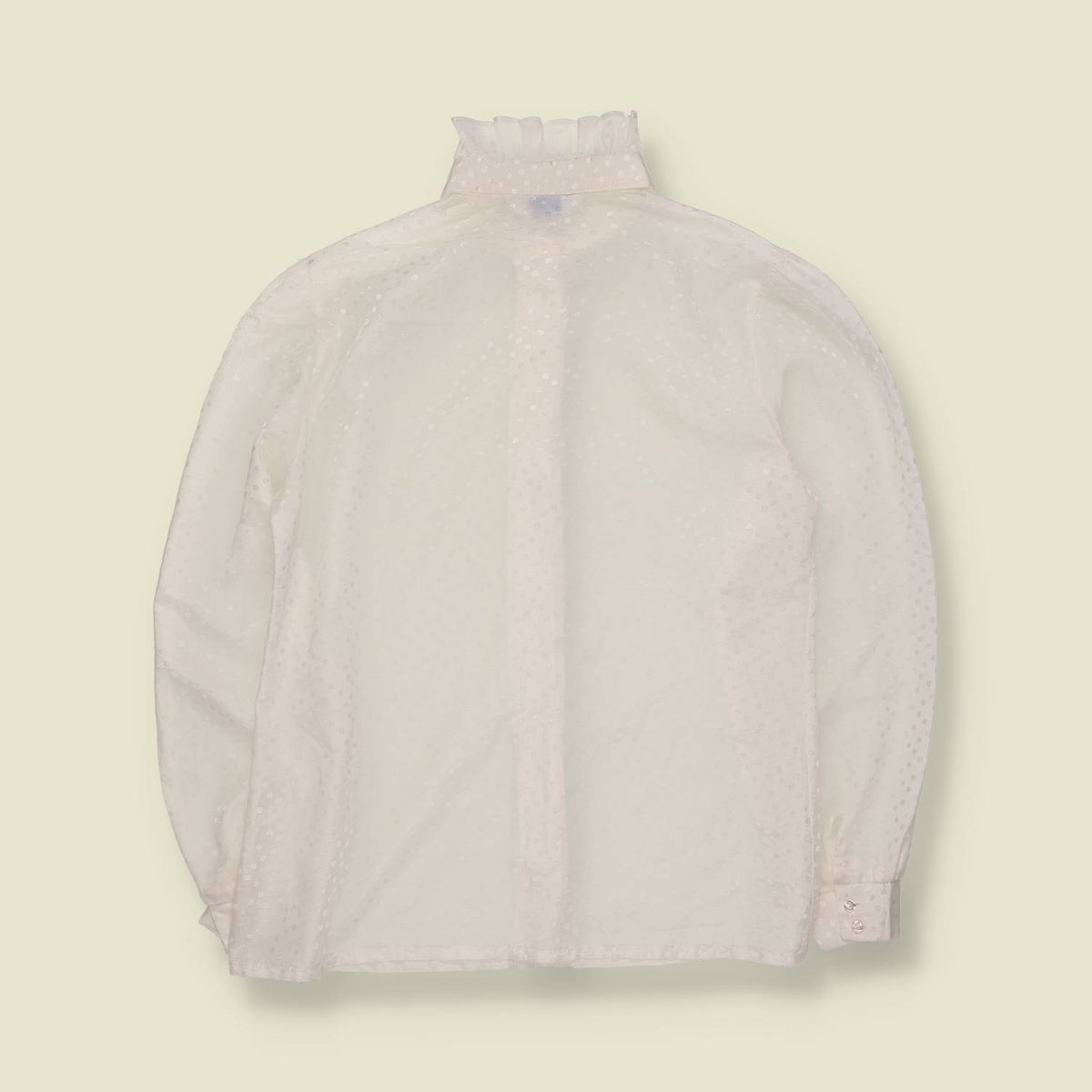 1980s | Edwardian Style High-Neck Blouse | White - 14