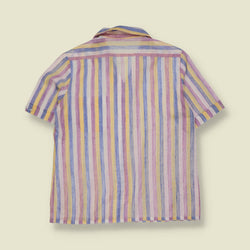 1980s | Striped Short Sleeve Blouse | Pink, Yellow & Blue - 14