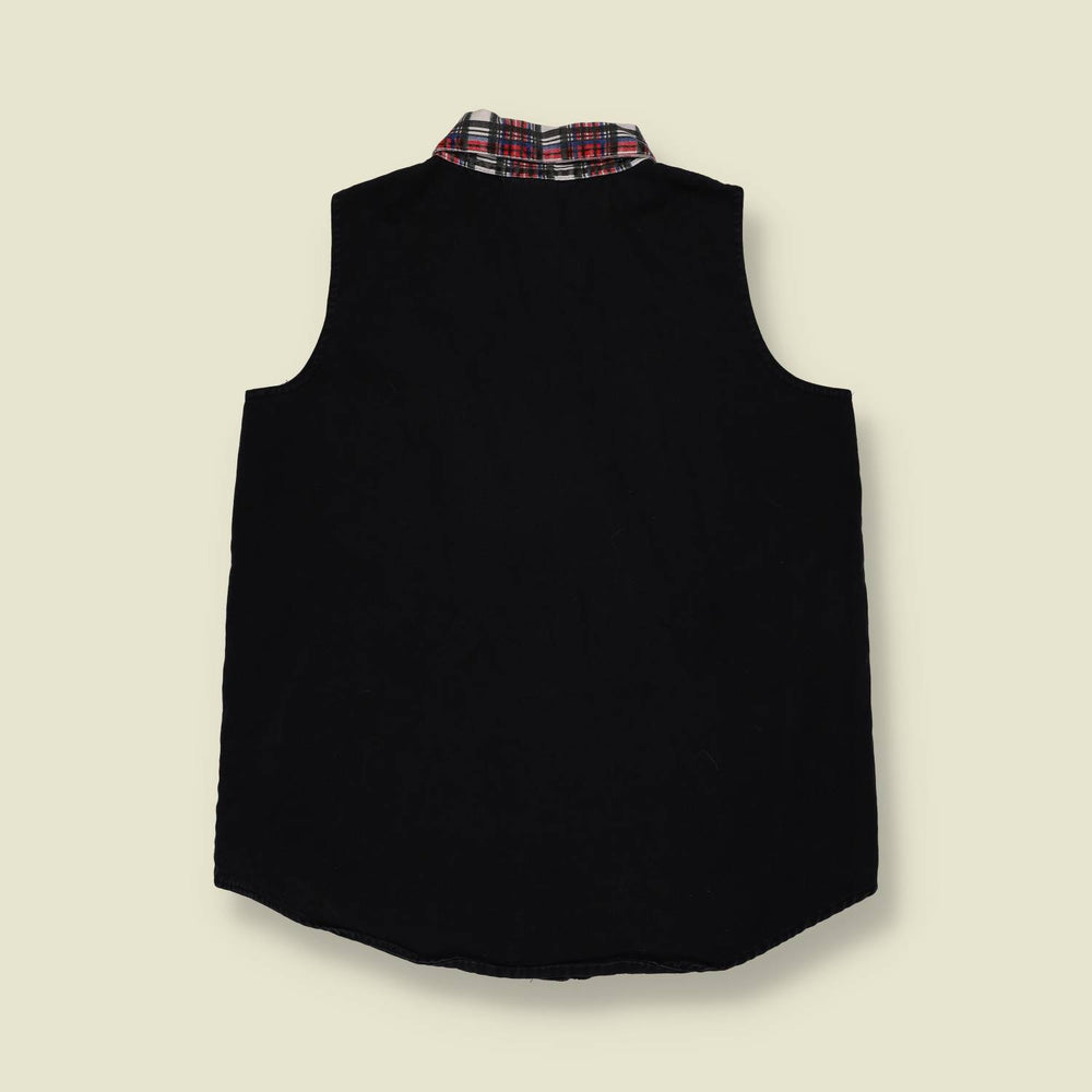 1980s | Disney | Mickey & Minnie Novelty Sleeveless Blouse | Black & Plaid - 18
