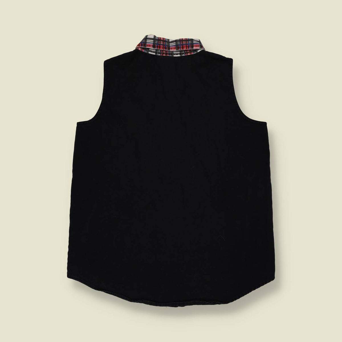 1980s | Disney | Mickey & Minnie Novelty Sleeveless Blouse | Black & Plaid - 18