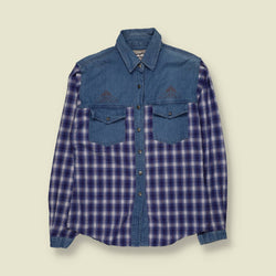 1980s | Wrangler | Denim & Plaid Western Shirt | Blue & Purple - 12