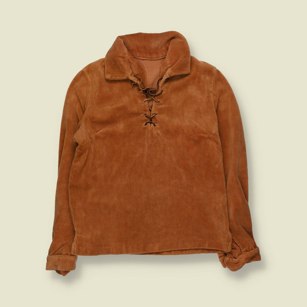 1960s | Velour Lace-Up Blouse - 12