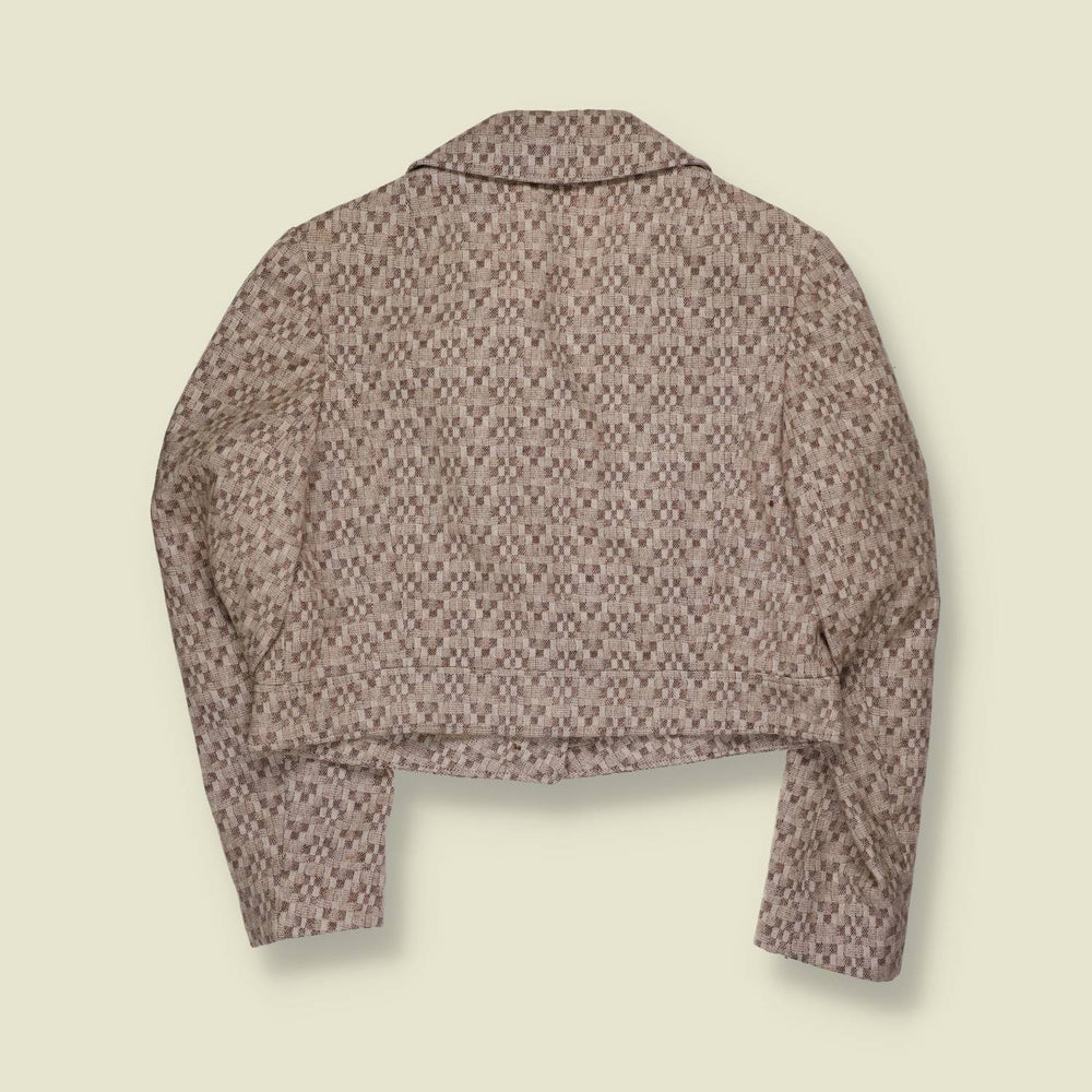 1970s | Cropped Check Jacket | Beige & Brown - 10