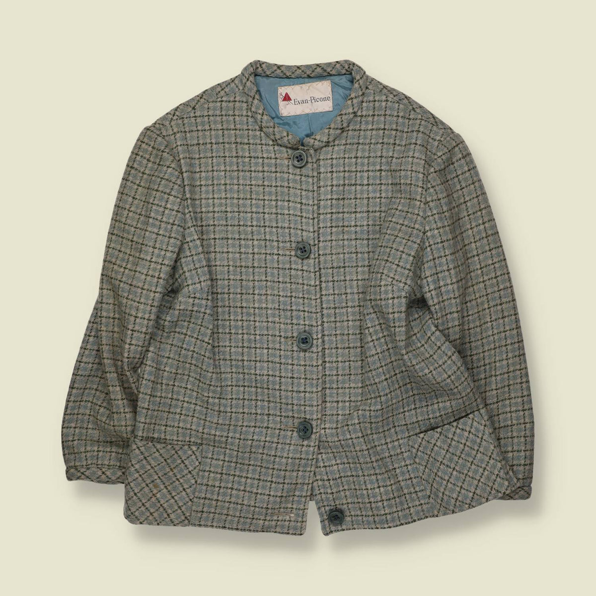1970s | Evan-Picone | Plaid 2-Piece Skirt Suit | Grey & Blue - 12