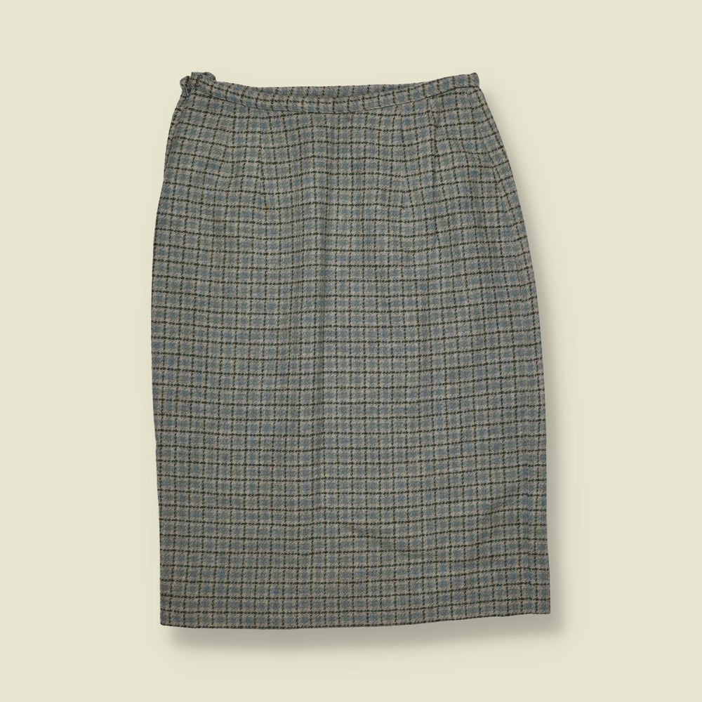 1970s | Evan-Picone | Plaid 2-Piece Skirt Suit | Grey & Blue - 12